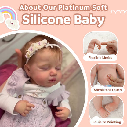 Flexible Full Silicone Baby Doll Cheryl 12"&16" Aectheics Hyper Realistic Newborn Sleeping Reborn Dolls That Just Like A Real Baby