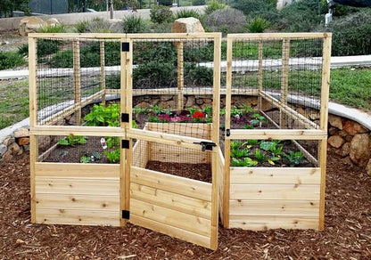 Garden in a Box Cedar Raised Bed with Deer Fence, 8' x 8'