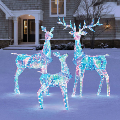 3-Piece Pre-Lit Prismatic Deer Family