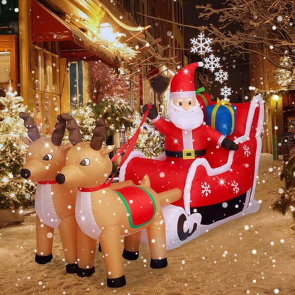 Christmas-8 ft l pre lit built in led santa claus on sledge with 2 reindeer christmas inflatable