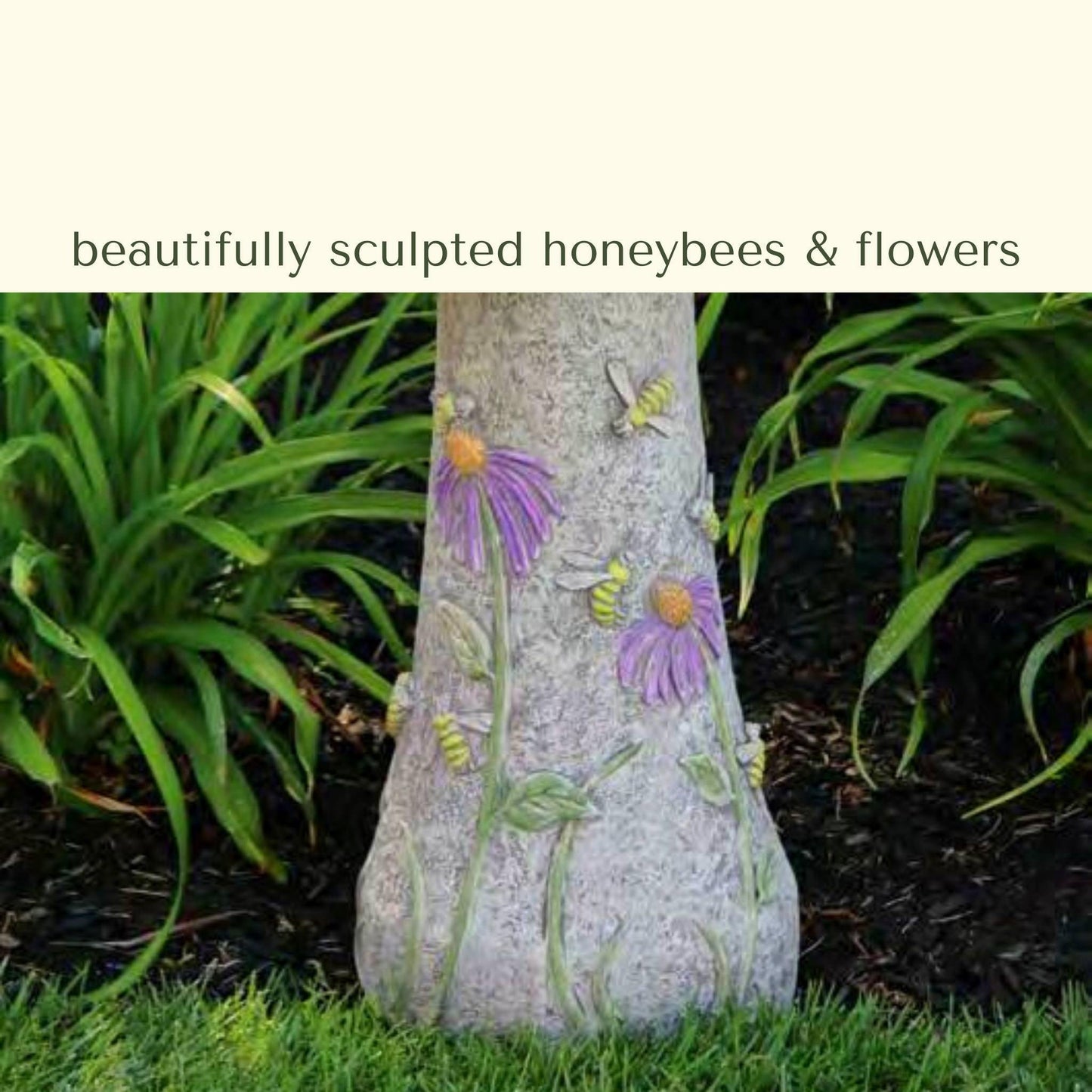 Honeybee 2-Piece Concrete Bird Bath