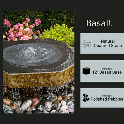 Basalt Bird Bath Fountain - Complete Kit