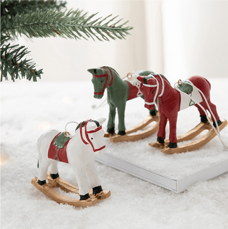 Christmas Tree 3D Rocking Horse Pendant