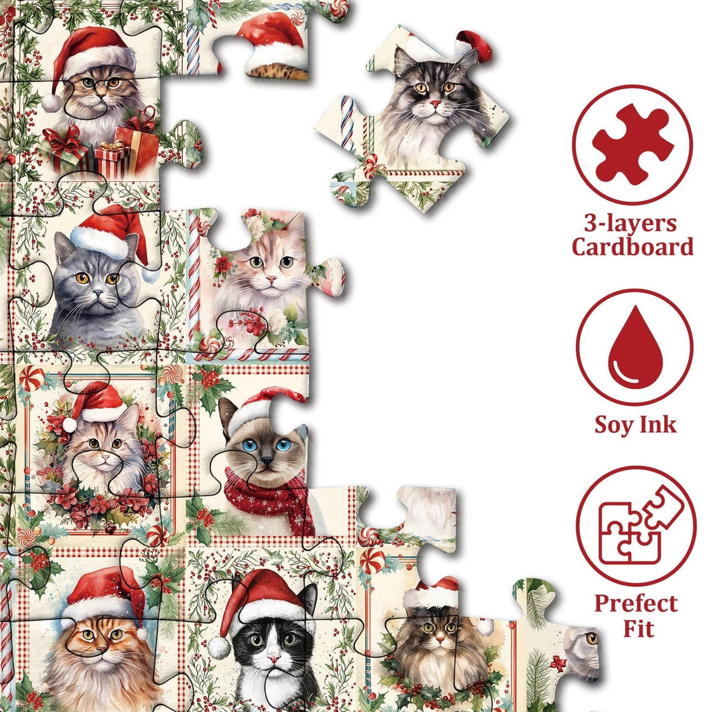 Christmas Cat Jigsaw Puzzles 1000 Pieces