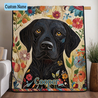 Black Labrador Personalized Quilted Blanket