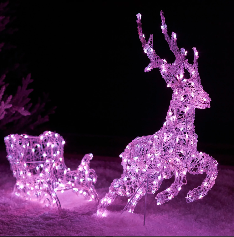 Smart Control Lighting Reindeer and Sleigh Christmas Decoration- Solar energy storage function