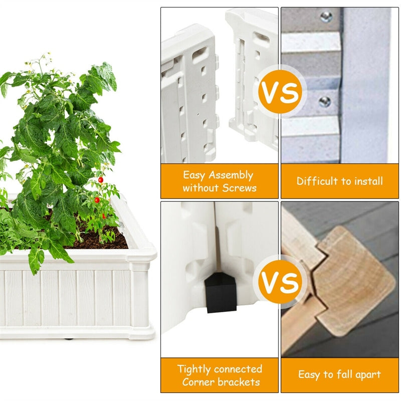 2 PCS Raised Garden Bed Outdoor Rectangle Plant Box