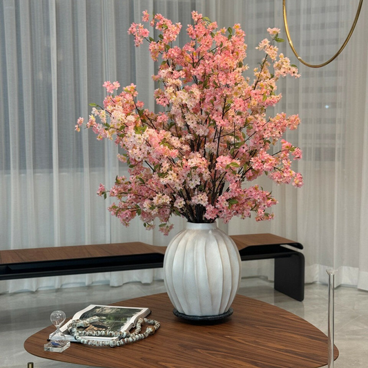 flower arrangements astoria vase with pink cherry blossoms