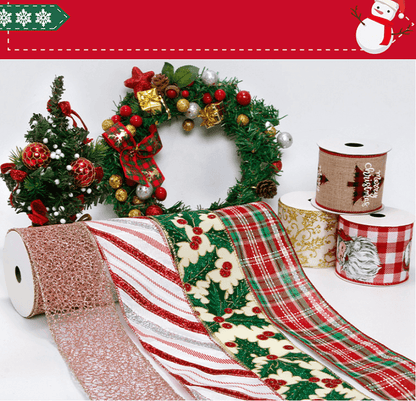 Christmas Wired Ribbon 4 Roll 20 Yards