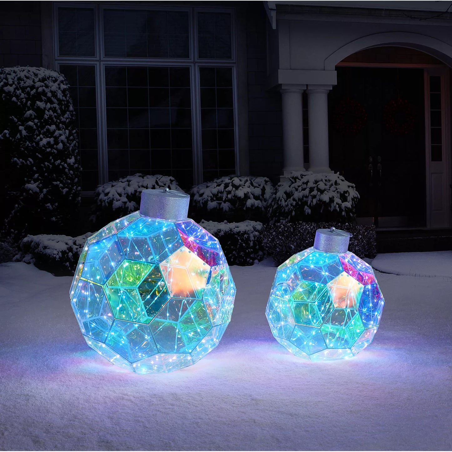 Pre-Lit Prismatic Ornaments, Set of 2