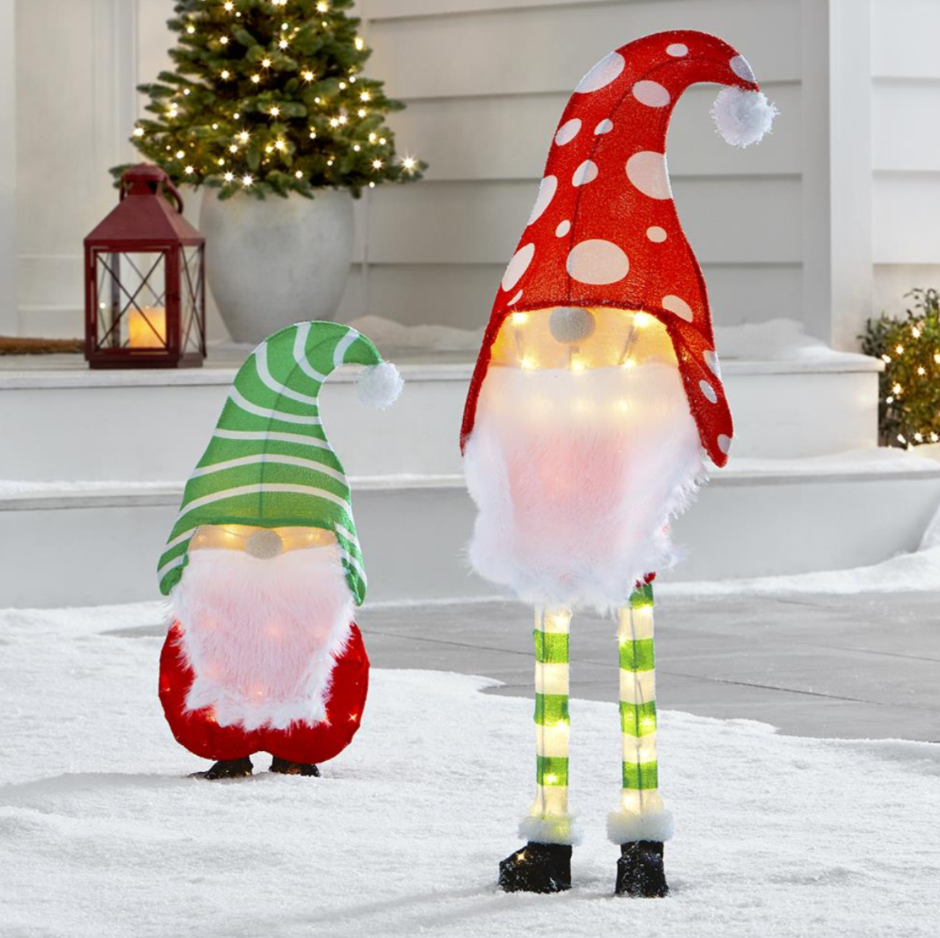 Illuminated Holiday Yard Gnomes