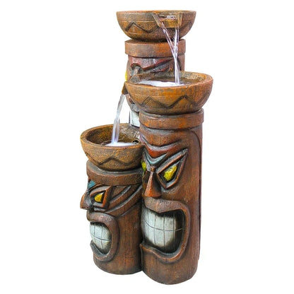 Aloha Tiki 3 Bowl Tiered Resin Fountain with LED Light