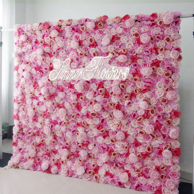 🌸Handmade Roll-Up Fabric Flower Wall (With Stand)