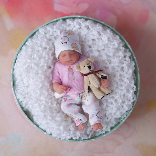 Miniature Doll Sleeping Full Body Silicone Reborn Baby Doll, 6 Inches Realistic Newborn Baby Doll Boy or Girl Named Remi