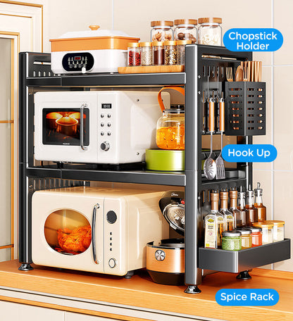 3-Tier Expandable Microwave Shelf for Kitchen Counter