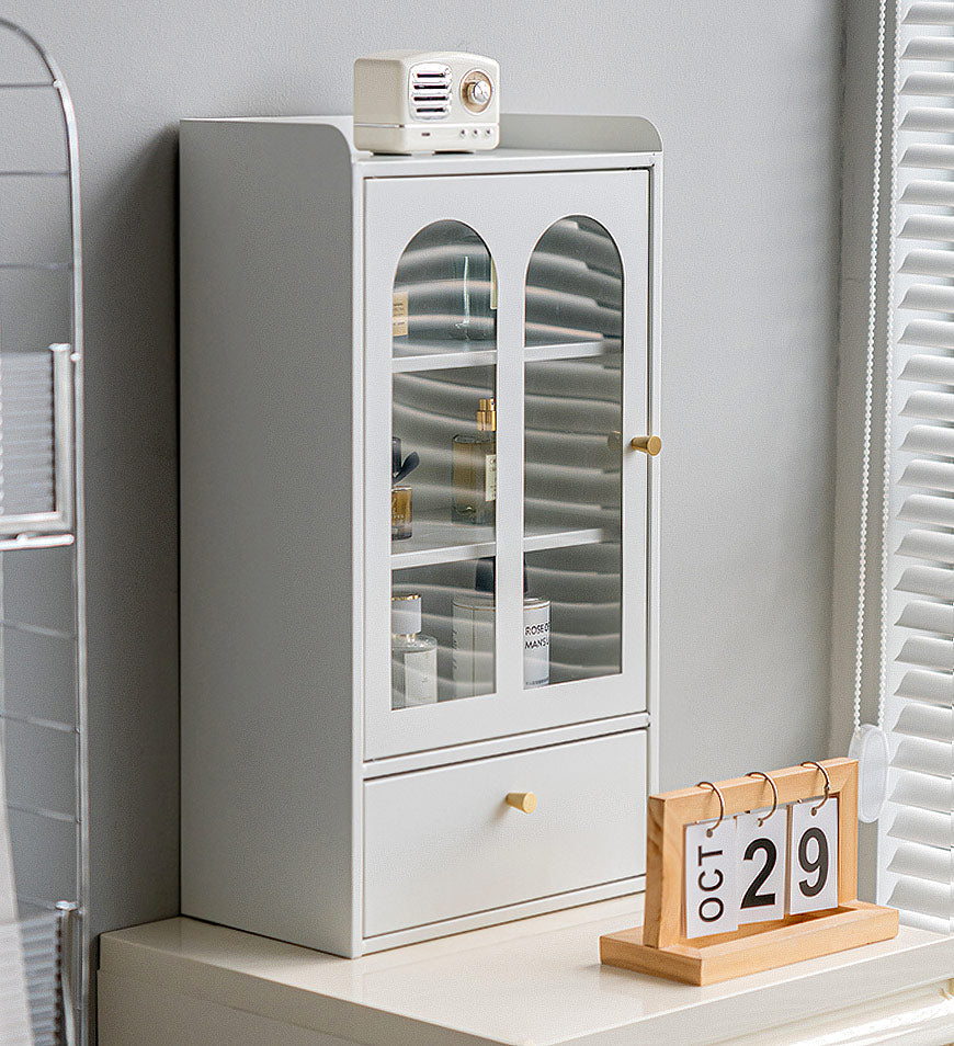 Metal Desktop Display Cabinet With Drawers