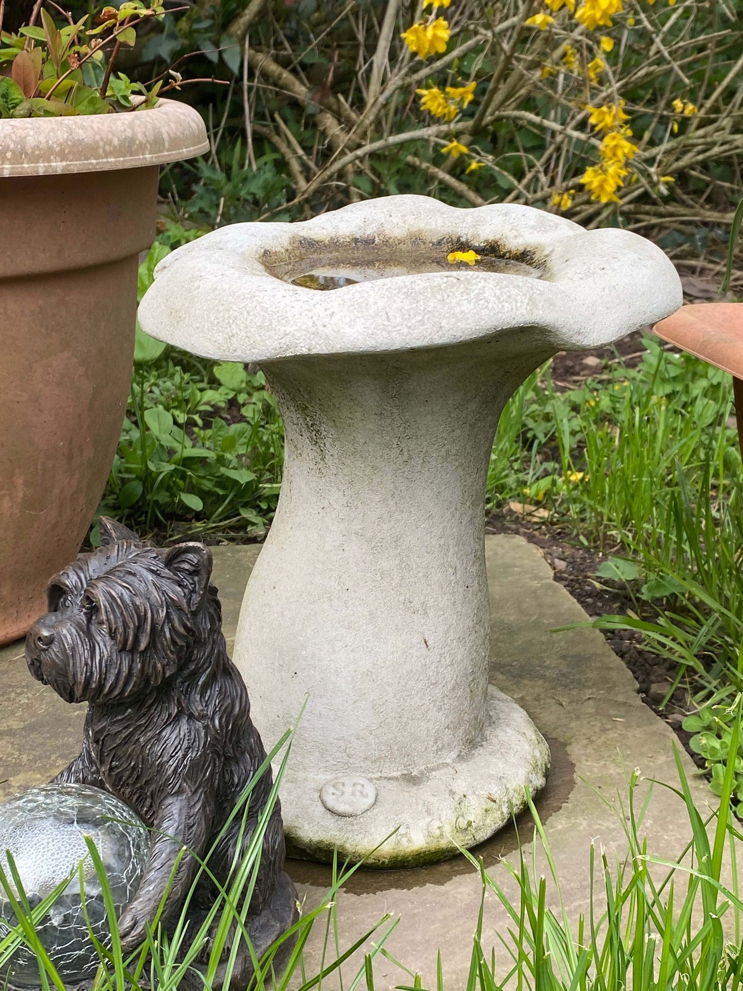 Stunning Stone Mushroom Sculpture Garden Bird Bath