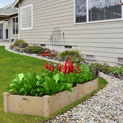 Wooden Raised Garden Bed Outdoor Wood Planter Box for Vegetables Flowers Fruit