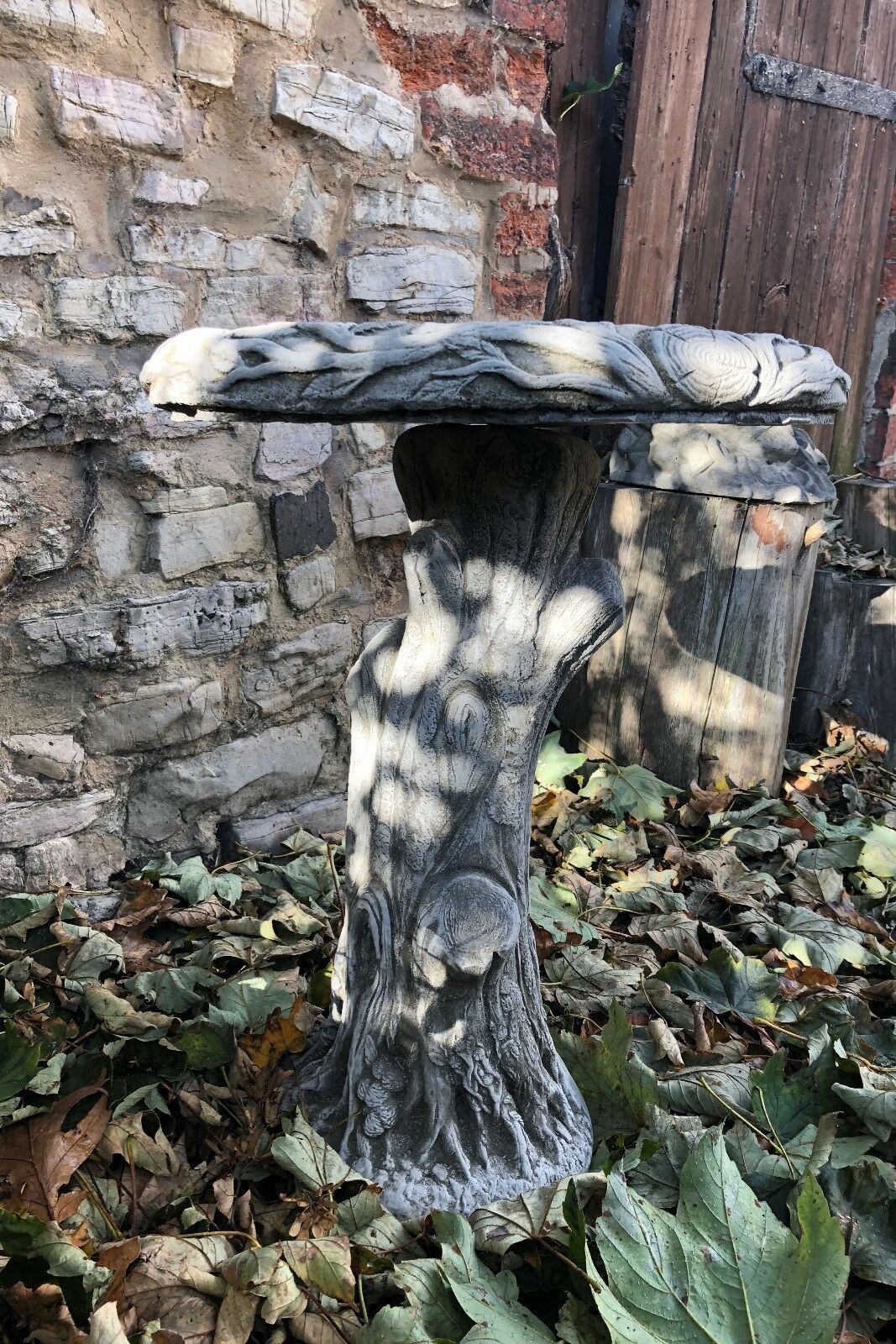 Stunning Stone Tree Trunk Design Garden Bird Bath