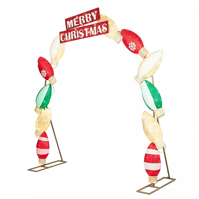 8' Pre-Lit Stacked Ornament Arch