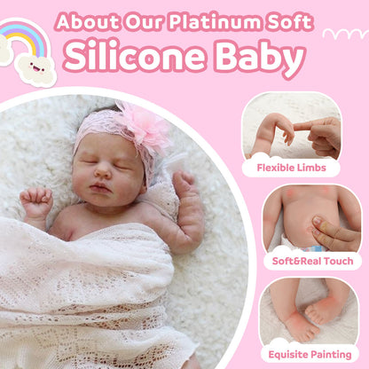 🎀12"&16" Flexible Waterproof Full Solid Silicone Real Baby Feeling Reborn Baby Doll Girl or  Boy Ollie, Sweet Dreamly Baby By Dollreborns