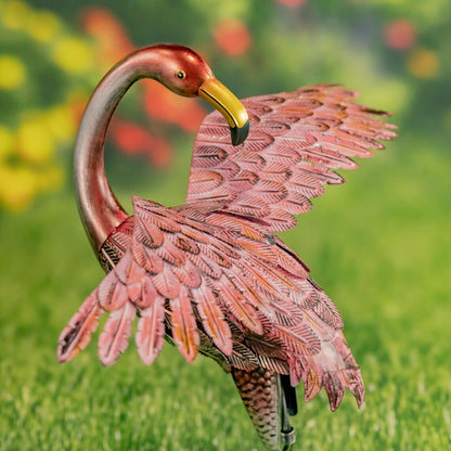 Set of 4 Metallic Pink Flamingo Garden Figurines in Assorted Styles