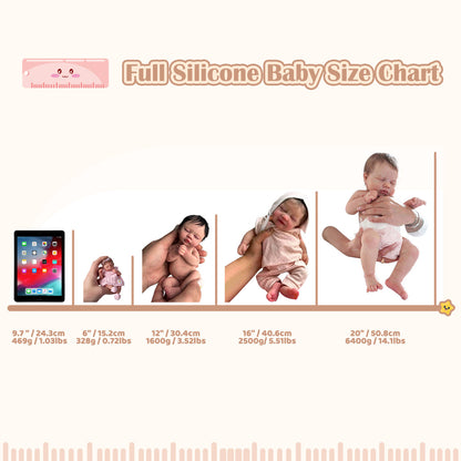 [Pre-order] 12''/16''/20'' Flexible Soft Newborn Full body Silicone Reborn Baby Doll Emily, Real Life Baby Doll Boy or Girl with Feeding Kit & Gift Box