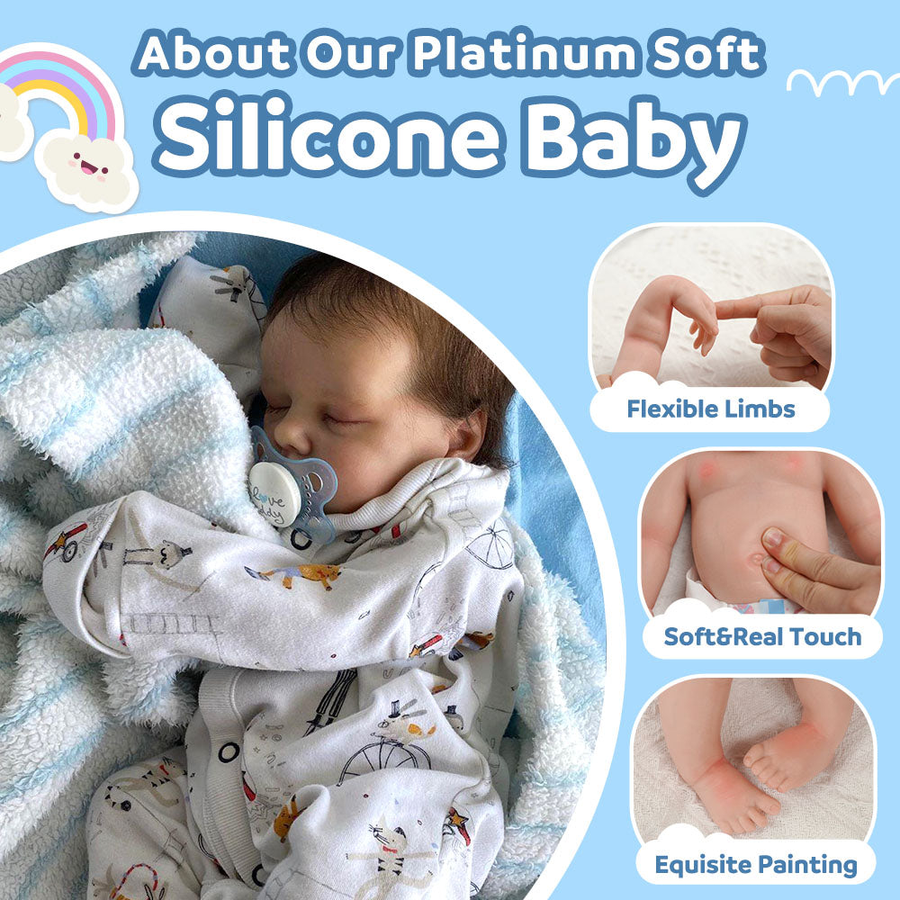 12"&16" Solid Platinum Liquid Full Silicone Reborn Baby Boy or Girl Doll Mykel, Extremely Flexible and Reusable Silicone By Dollreborns