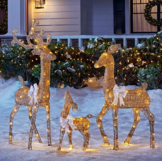 Christmas-3 piece misty glimmer led deer scene