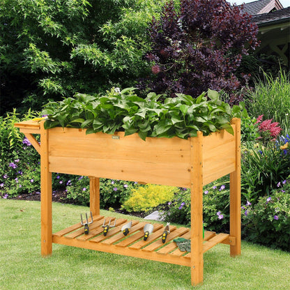 8 Grids Wood Elevated Garden Planter Box Kit with Folding Tabletop