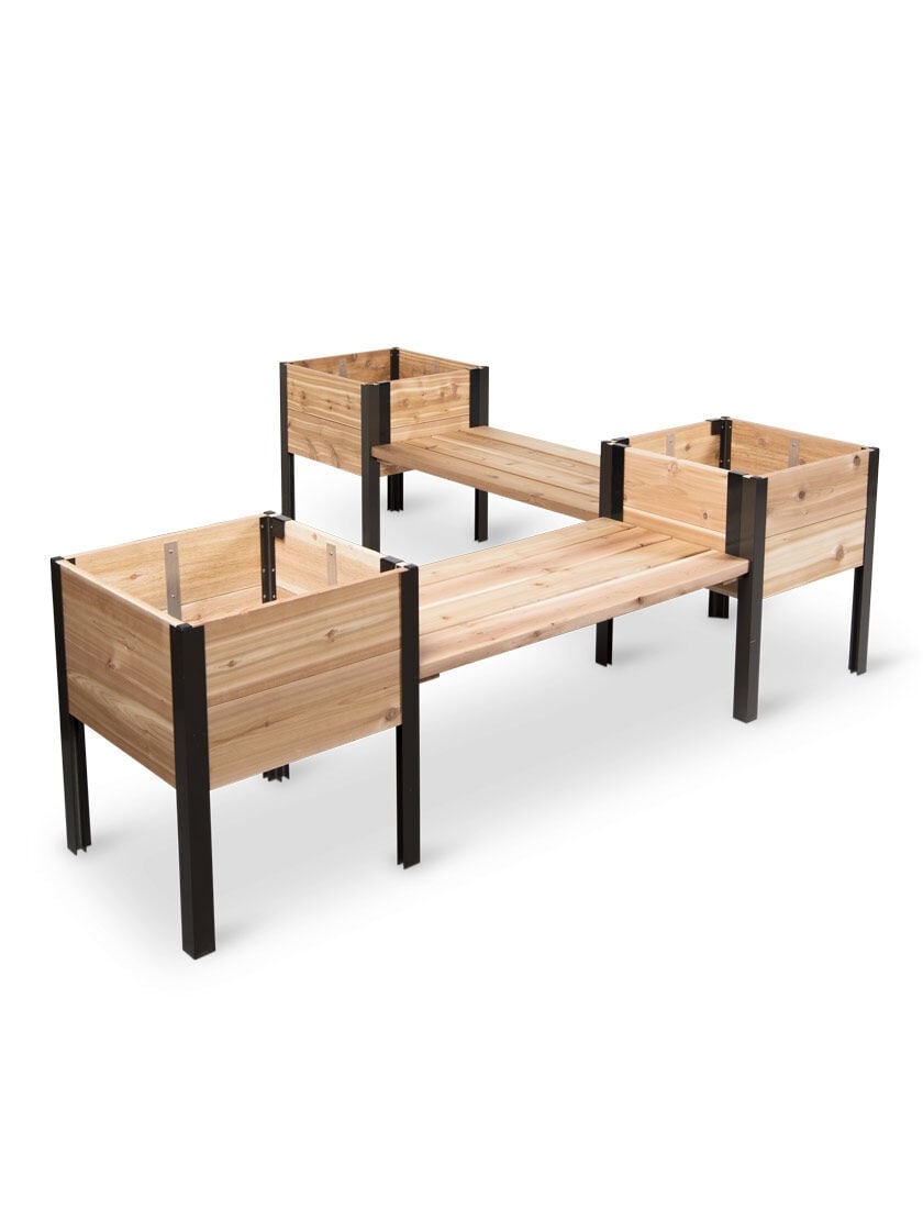 Elevated Cedar Planter Bench Kit, Natural, 90