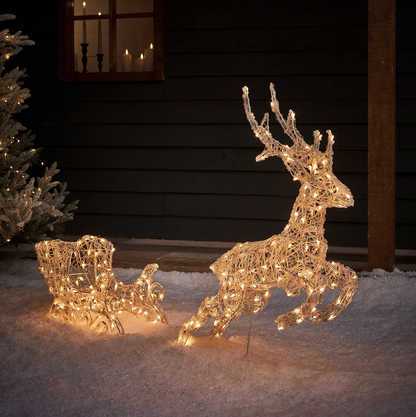 Smart Control Lighting Reindeer and Sleigh Christmas Decoration- Solar energy storage function