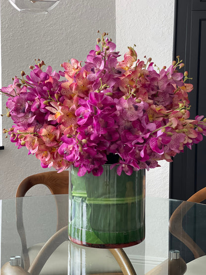 Mixed Mokara Orchids in Oversized Rota Cylinder