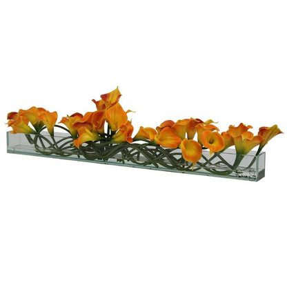 48″ Casa Moderna glass plate planter with mango callas