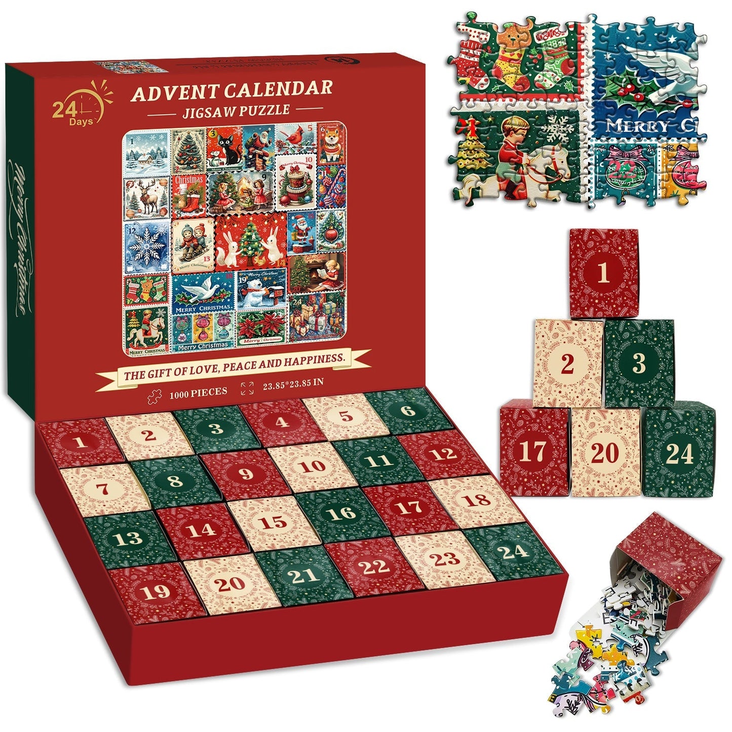 Christmas Stamps Advent Calendar Jigsaw Puzzle 1000 Pieces