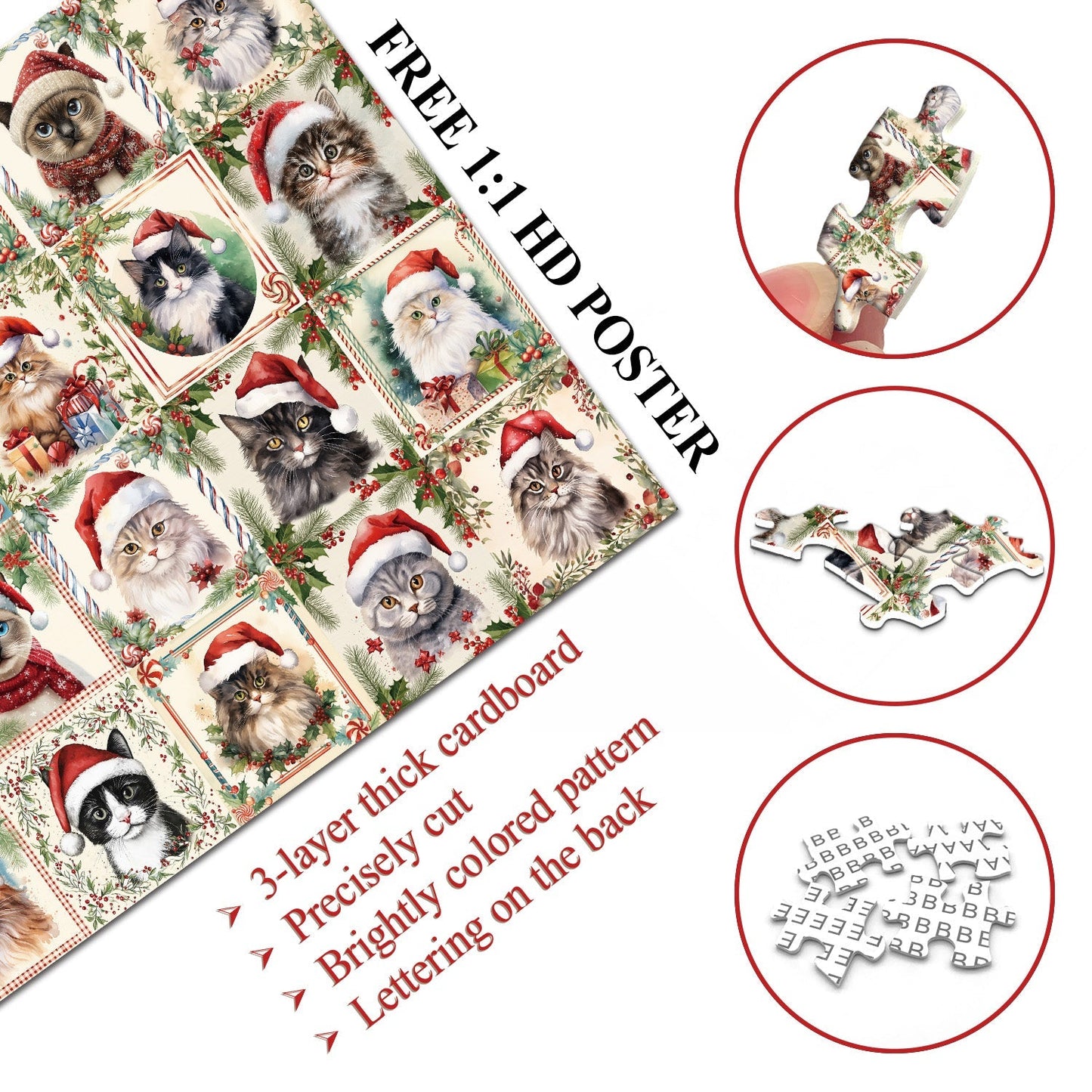 Christmas Cat Jigsaw Puzzles 1000 Pieces