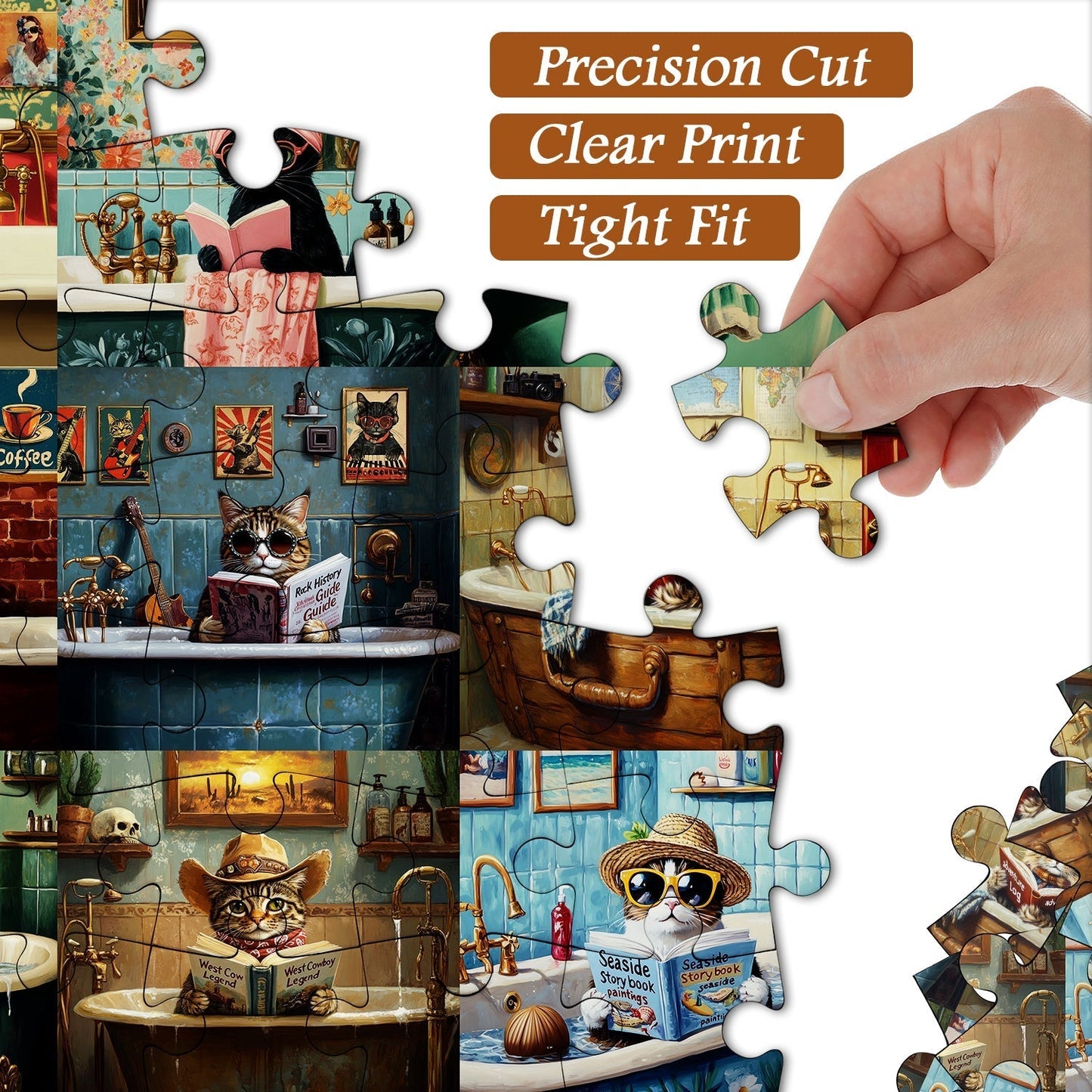 Literary Cats in Bathtubs Jigsaw Puzzle 1000 Pieces