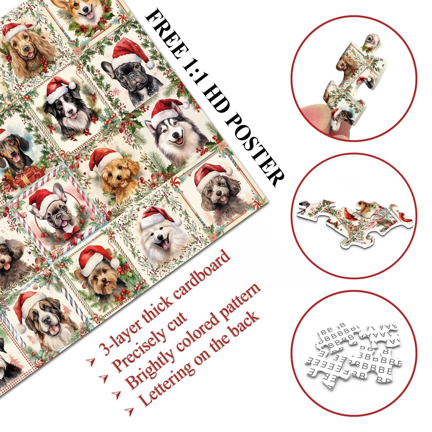 Christmas Puppy Jigsaw Puzzles 1000 Pieces