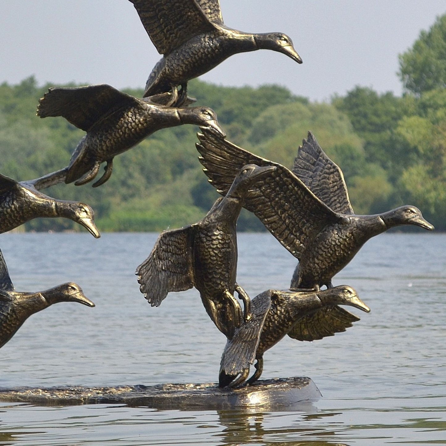 Flight of Ducks Bronze Metal Garden Statue