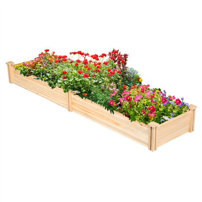 Raised Garden Bed Kit - Wooden Elevated Planter Garden Box for Vegetable/Flower/Herb Outdoor Solid Wood 2x8ft