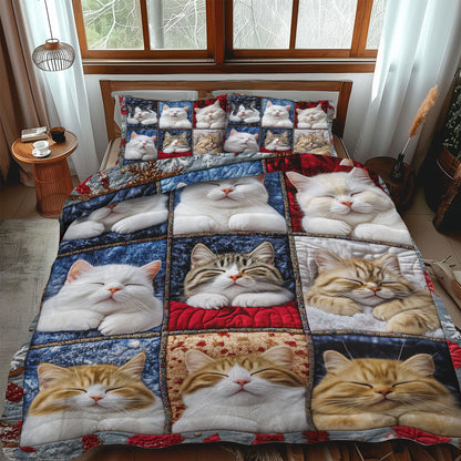 Feline Tranquility 3-Piece Quilted Bedding Set NCU0TL1064