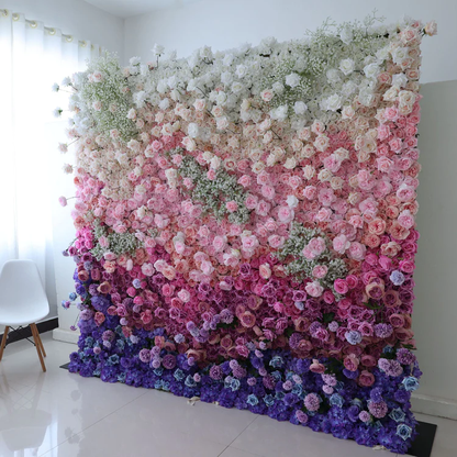 🌸Handmade Roll-Up Fabric Flower Wall (With Stand)