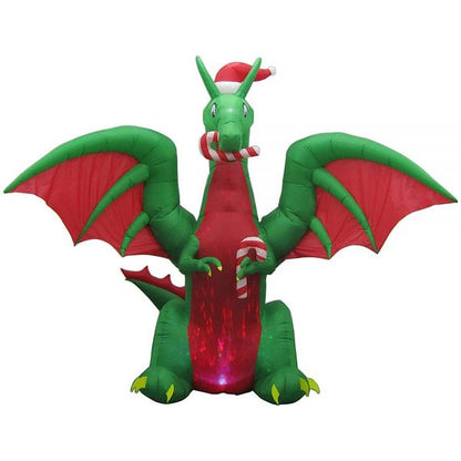 Christmas-9 ft animated inflatable kaleidoscope dragon with santa hat