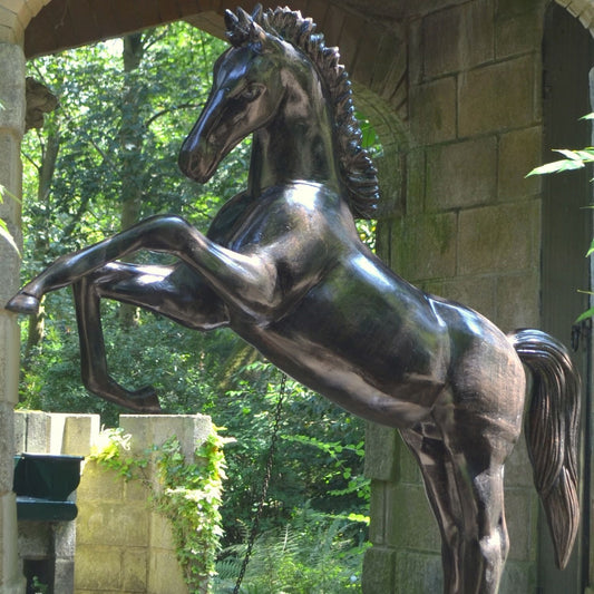 Prancing Horse Life-Size Bronze Metal Garden Statue