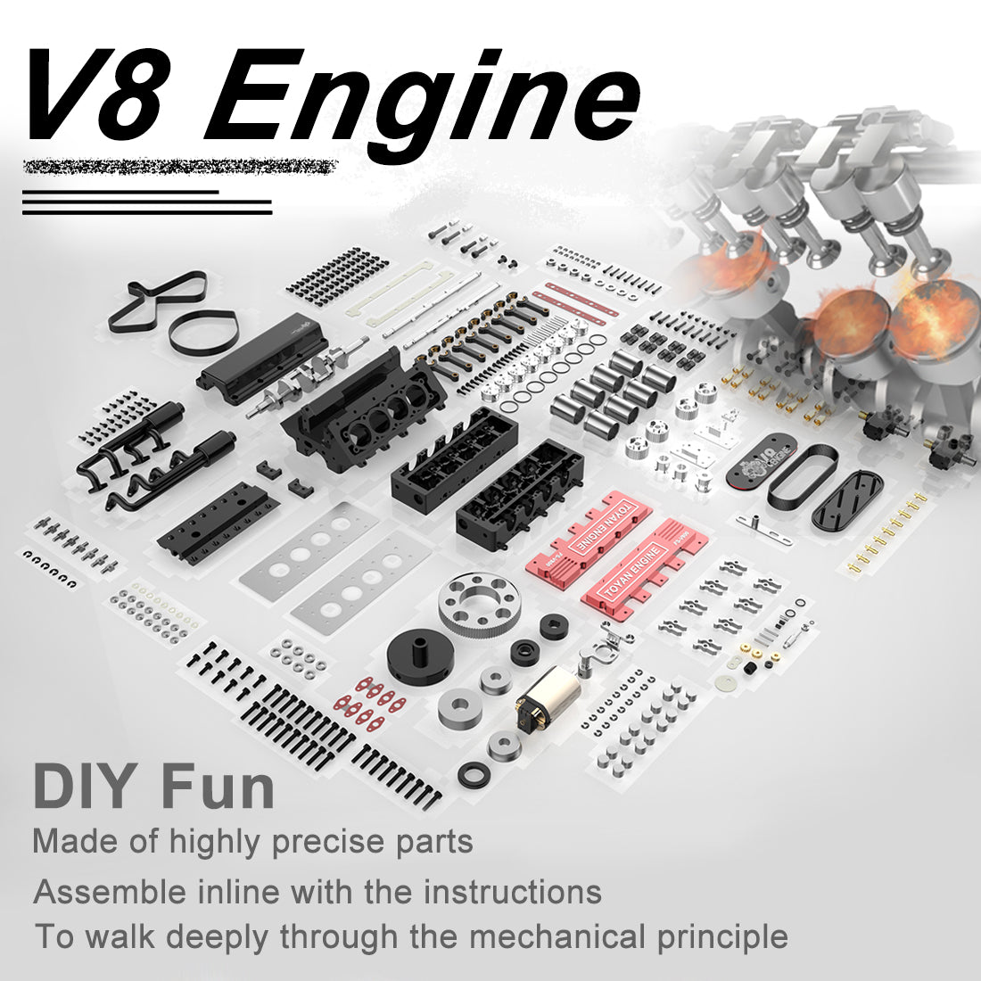 V8 Engine FS-V800 28cc Engine Model Kit