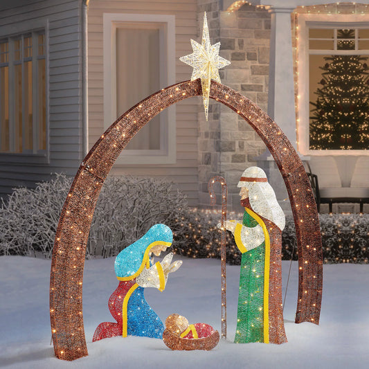 7.5' Pre-Lit Twinkling Nativity Set