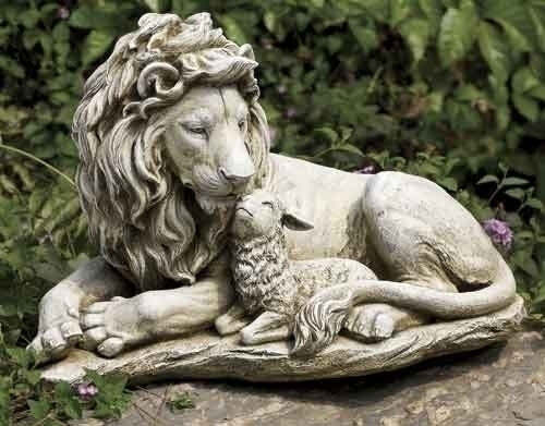 Lion And Lamb  Garden Statue