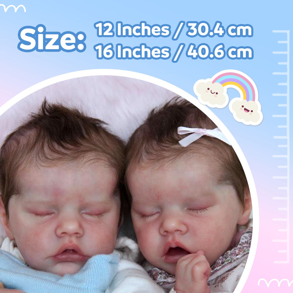 12 & 16 Inches Full Body Silicone Twins Boy and Girl, Affordable Flexible Silicone Newborn Baby Dolls By Dollreborns