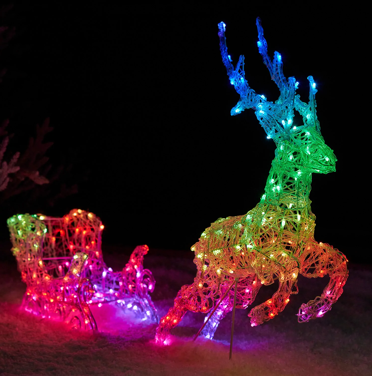 Smart Control Lighting Reindeer and Sleigh Christmas Decoration- Solar energy storage function