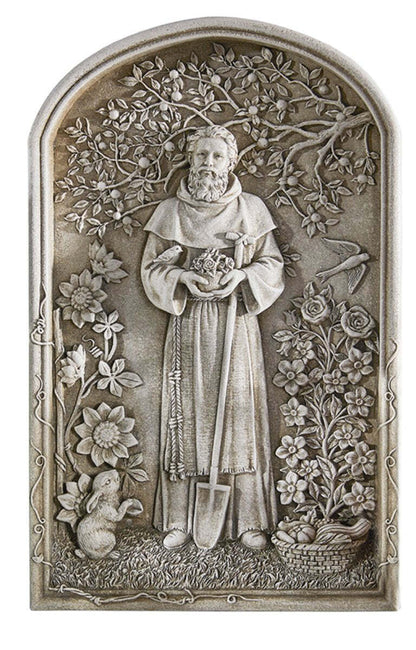 Saint Fiacre Wall Plaque   St Fiacre Gardener and Healer